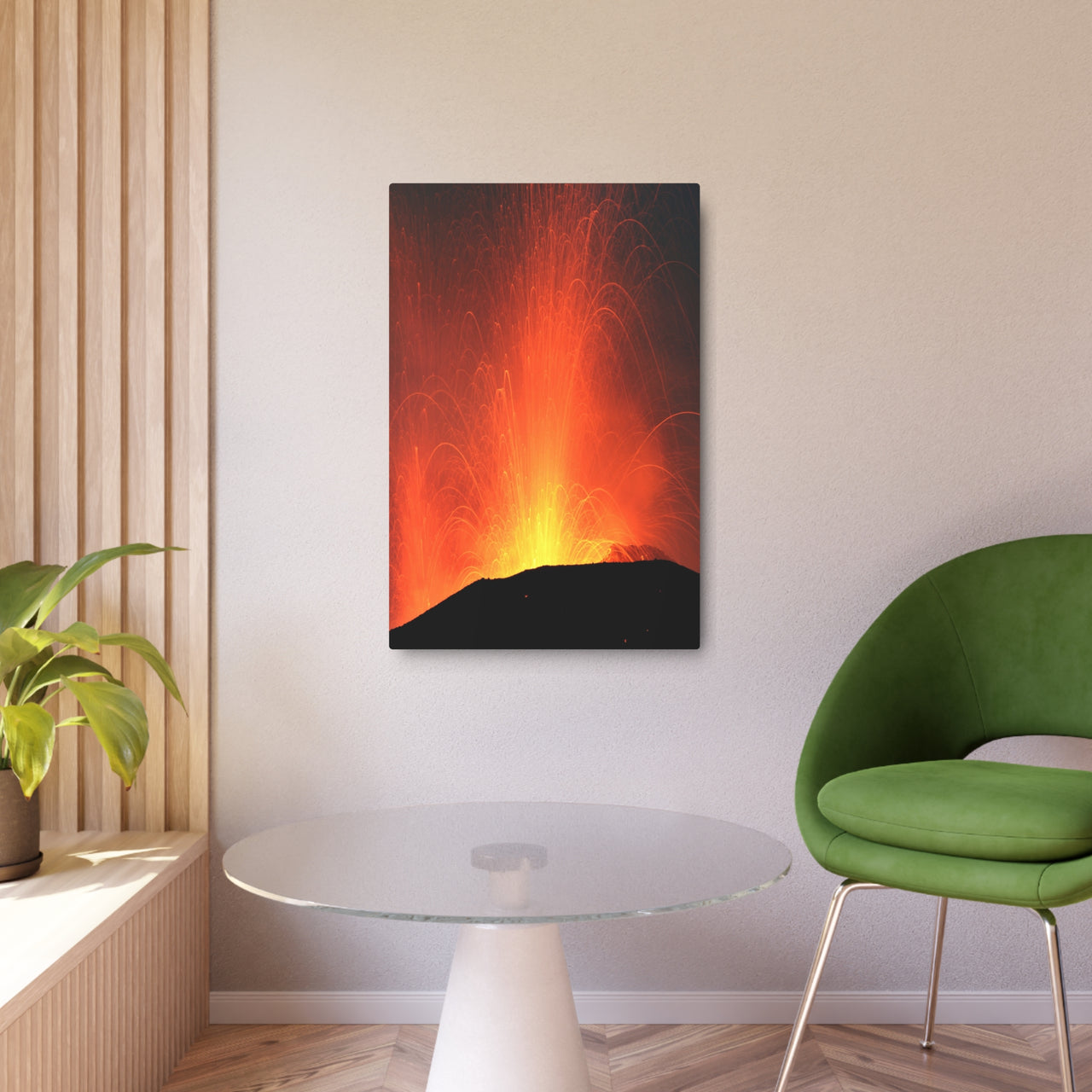 Metal Wall Art Sign with Volcano Design, Home Decor, Nature Lovers Gift, Wedding Gift, Living Room Wall Art, Unique Artwork